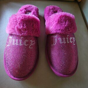 Juicy Couture Women’s Kisses Faux Fur Pink Slippers